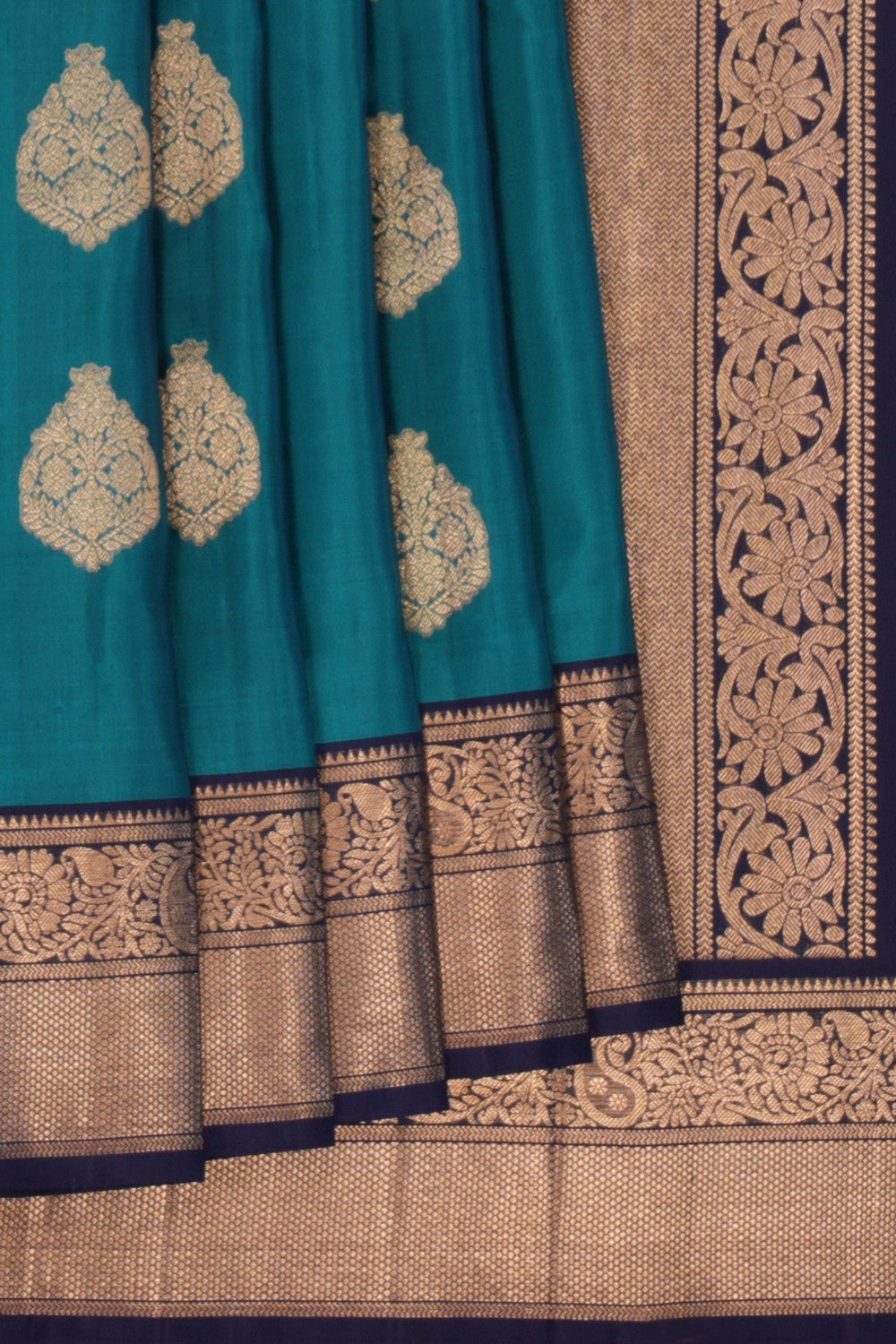 Image of Teal Green South Silk Saree